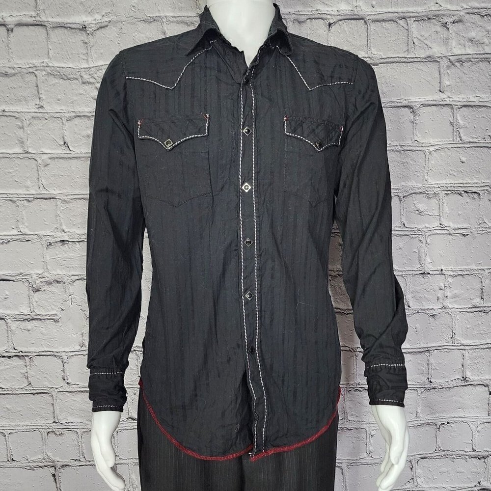 Roper Black Pony Express Western Rodeo Pearl Snap Shirt, Men's Medium - Picture 2 of 15
